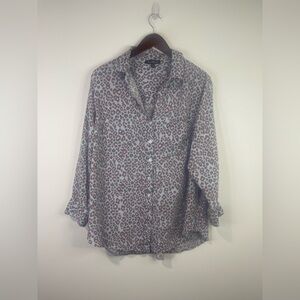 Velvet Heart Gray and Pink Animal Print Blouse